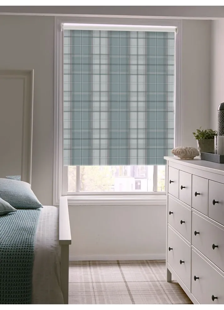 Tartan Soft Blue Roller Blind