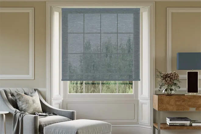 Glow Blue - Textured Sheer Voile Roller Blind