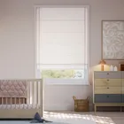 Bijou Linen Alabaster & Vintage Pink Inset Border Roman Blind