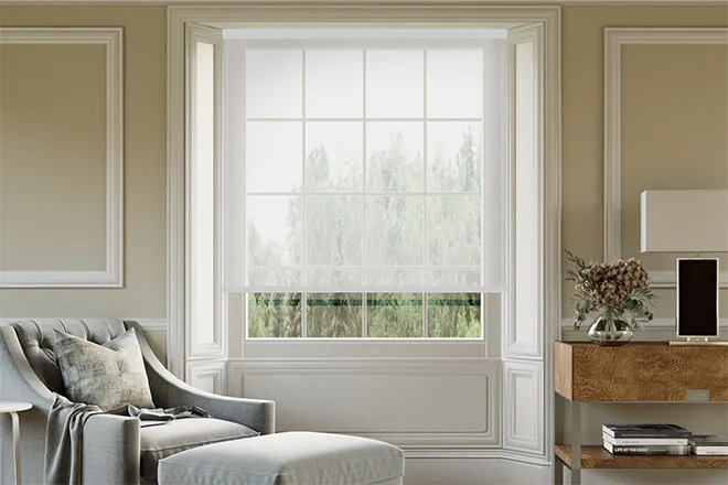 Spring White - Sheer Voile Roller Blind