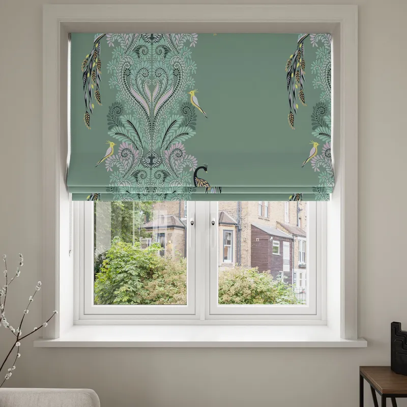 Sara Miller Peacock Filigree Sage Green Blinds Uk