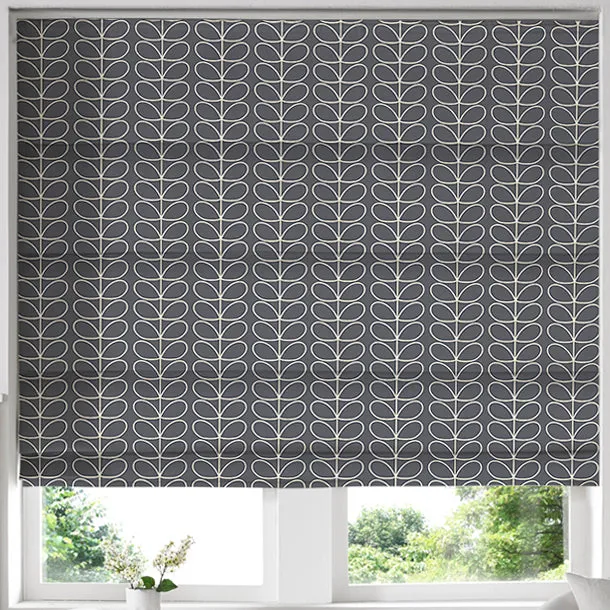 Orla Kiely Linear Stem Made To Measure Roman Blind Cool Grey