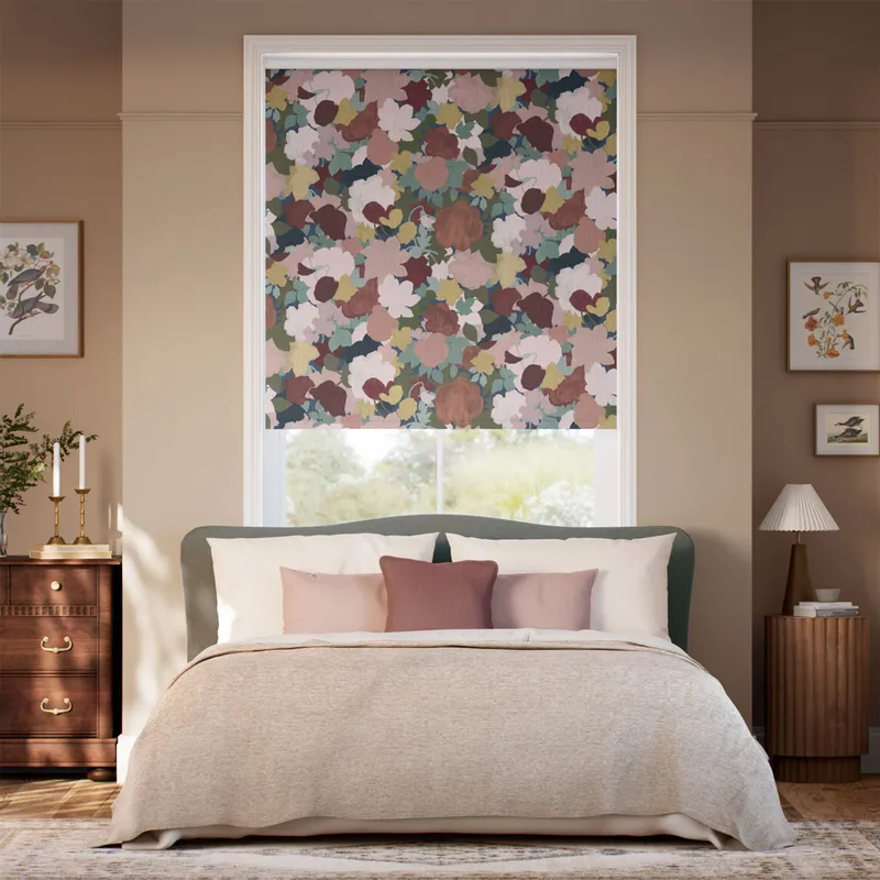Twist2go Marina's Tea Garden Burgundy Blush Roller Blind