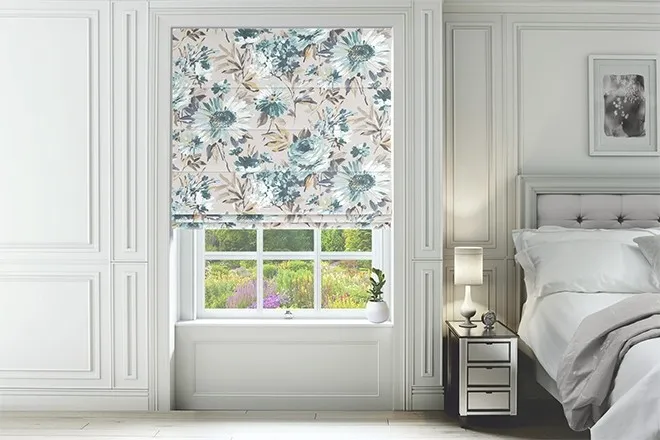 Spring Blue - Floral Pattern Roman Blind
