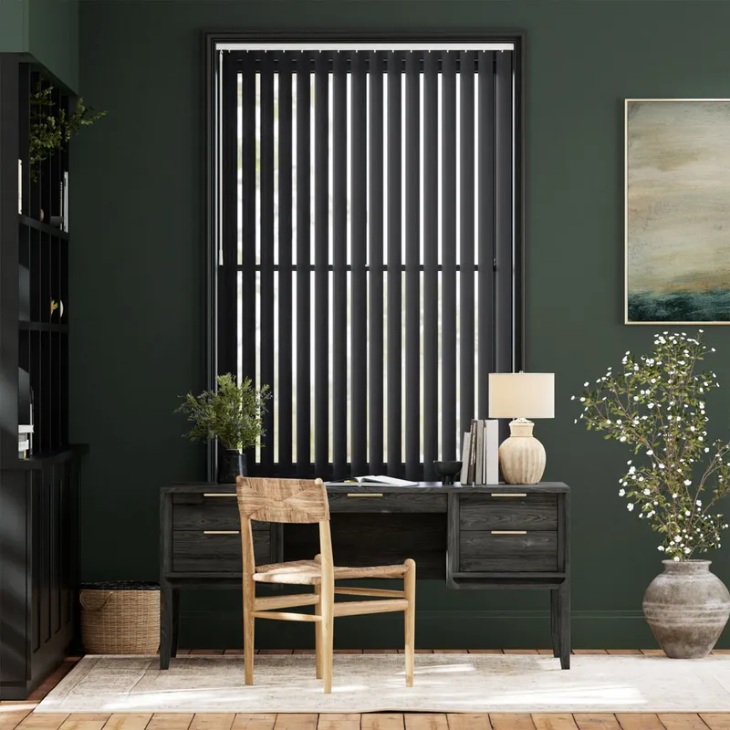 Rigid Pvc Tokyo Carbon Grey Blackout Vertical Blind