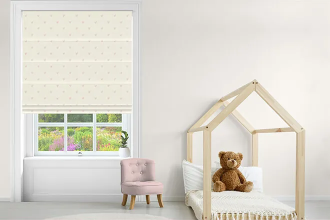 Sophie Allport Hearts Blush - Designer Roman Blind