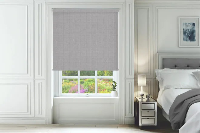 Esme Metal Grey - Hand Weave Look Blackout Roller Blind
