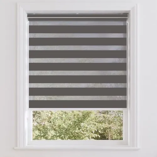 Lustre Charcoal (Blackout/sheer) Day & Night Roller Blinds