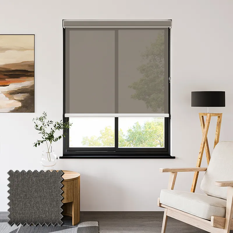 Lucid Graphite Voile Roller Shades