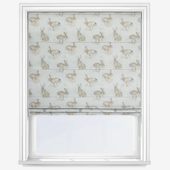 Voyage Hurtling Hares Linen Roman Blind