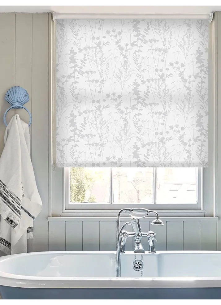 Meadow Leaf Pale Grey Roller Blind