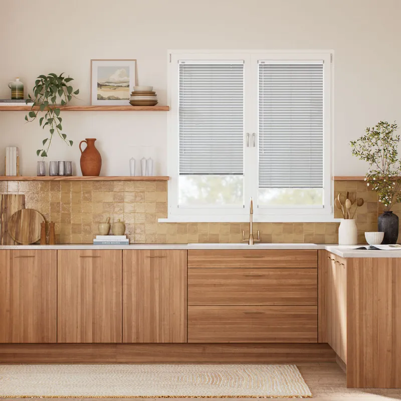 Stick On Essence Silver L-shaped Venetian Blind - 25mm Slat