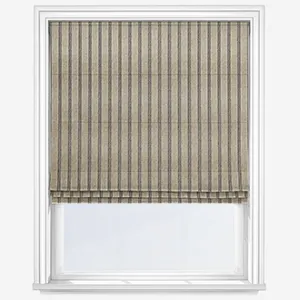 Emily Bond George Stripe Print Charcoal Roman Blind
