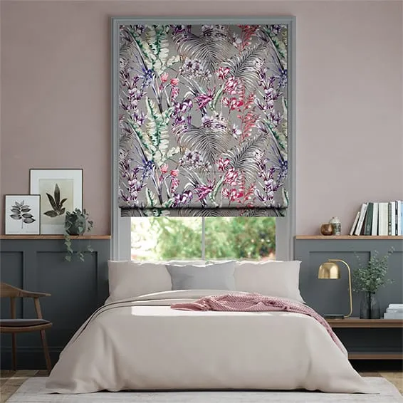 Paradise Botanical Raspberry Roman Blind