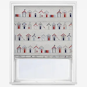 Beach Huts Blue Roman Blind