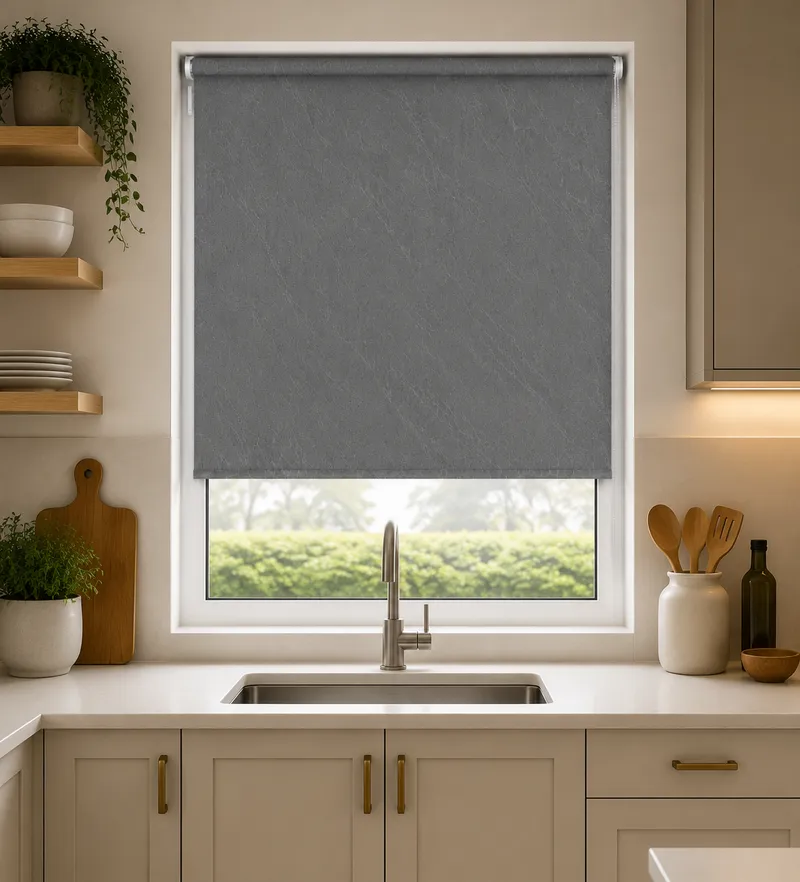 Fiesta Steel - Pvc Blackout Waterproof Roller Blind