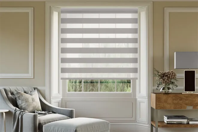 Boston Grey Blackout Day And Night Blind With Ultra Fine Voile