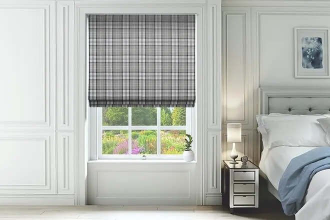 Ecosse Grey - Tartan Roman Blind