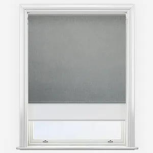 Leniro Blackout Dove Grey & White Double Roller Blind