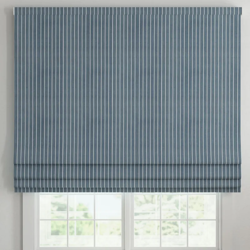 Ante Decor Burgess Printed Cotton Stripe Made To Measure Roman Blind Blue