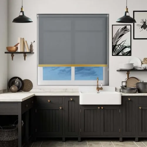Origin Rock Grey Gold Bottom Bar Roller Blind