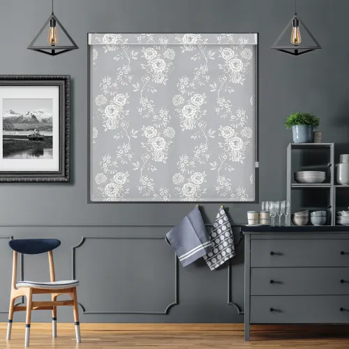 Camelia Grey Roller Blind - Stylish Pelmet Design