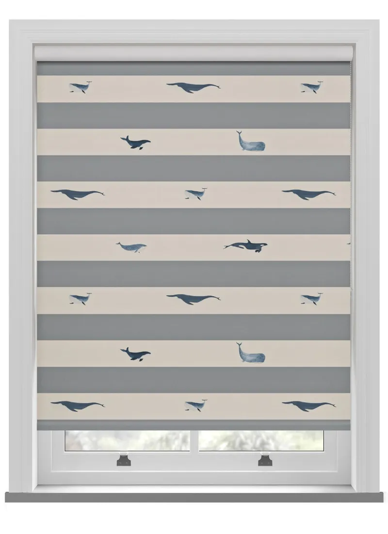 Sophie Allport Whale Stripe Deep Duckegg Roller Blind