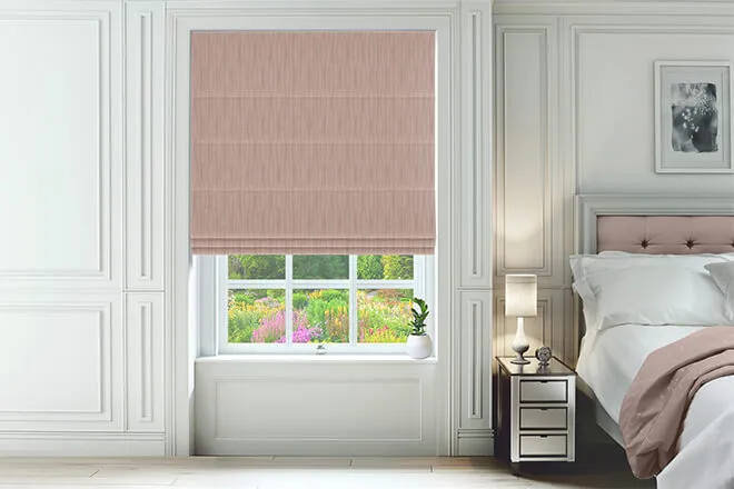 Simone Pink - Stripe Patterned Roman Blind