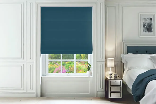 Omni Ocean Blue - Velvet Twist Fit No Drill Roman Blind