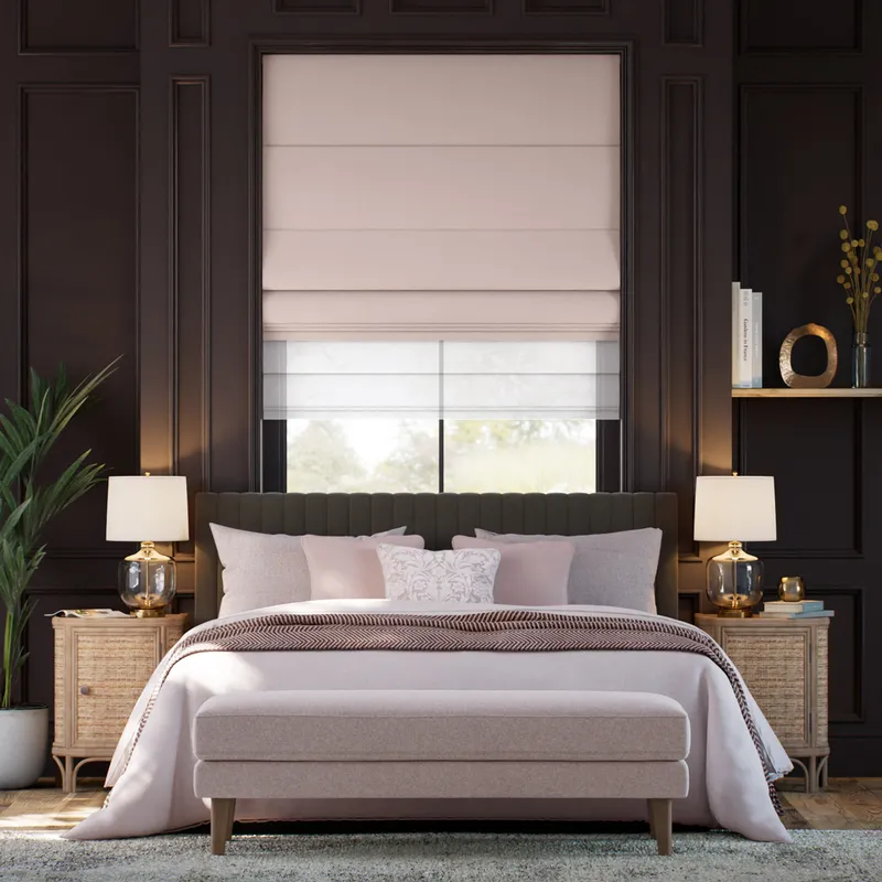 Electric Bijou Linen Vintage Pink & Coconut Double Roman Blind