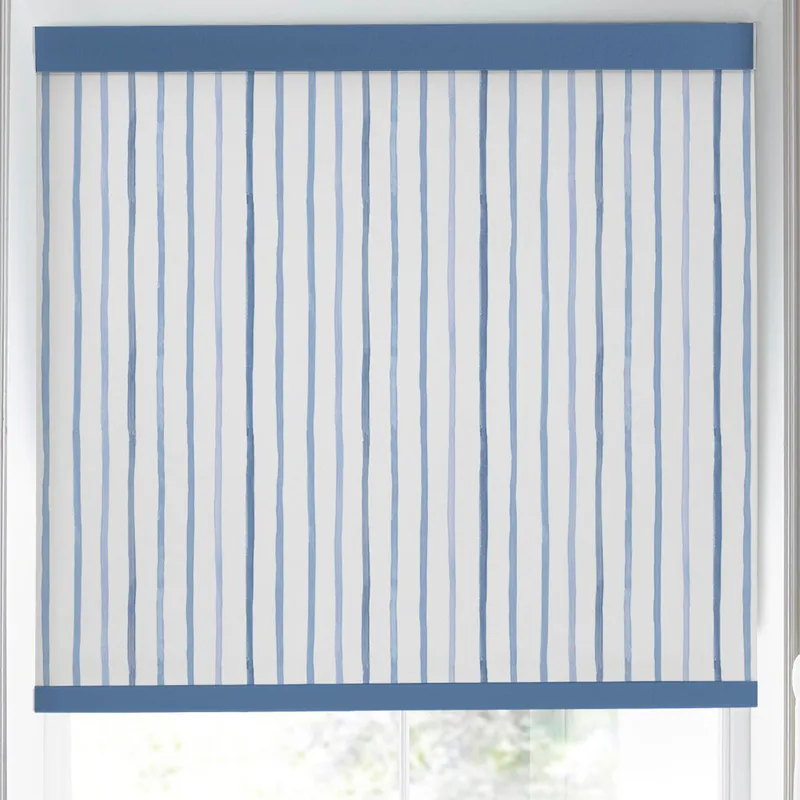 Laura Ashley Painterly Stripe Made To Measure Blackout Roller Blind Blue