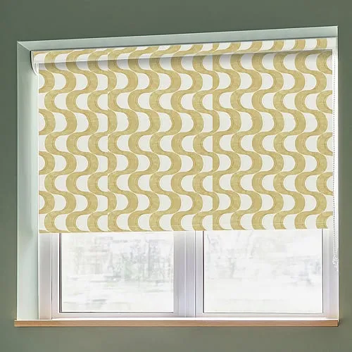 Wave Ochre Light Filtering Roller Blinds