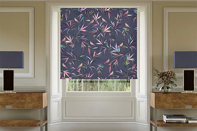 Sara Miller Bamboo Smokey Blue - Designer Roller Blind