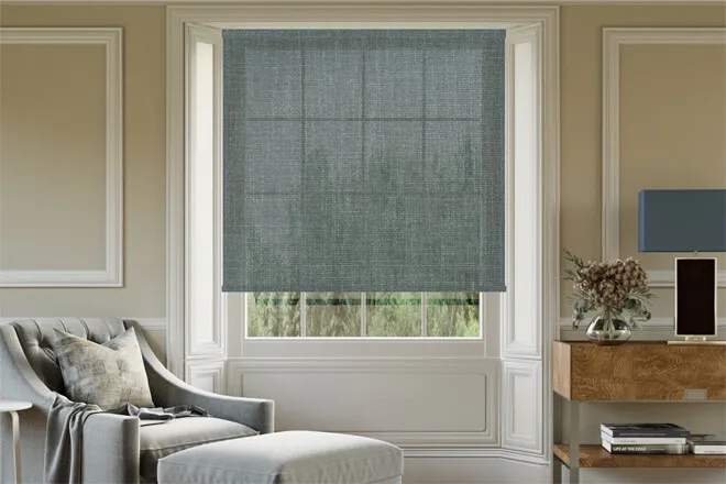 Beverly Teal - Woven Heavy Voile Roller Blind
