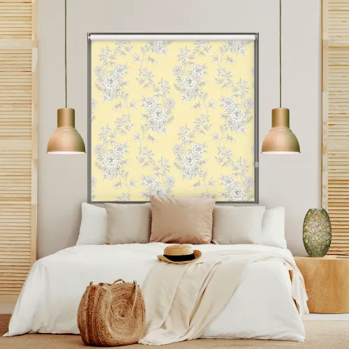 Yellow Blackout Roller Blind - Camellia Design