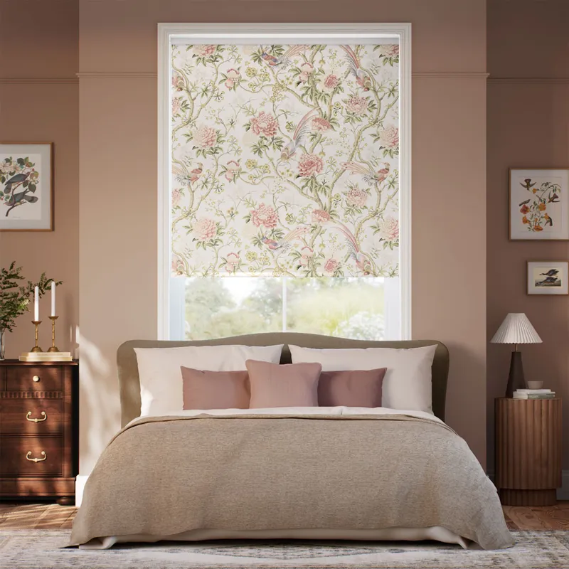 Elysian Paradise Faux Silk Ivory Rose Roller Blind