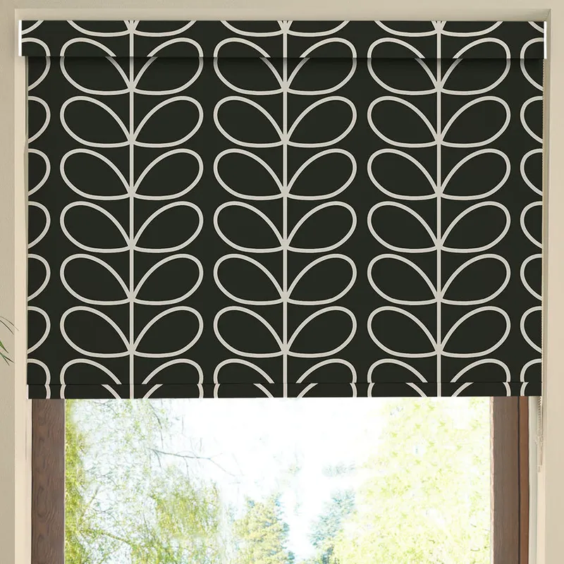 Orla Kiely Jumbo Linear Stem Made To Measure Blackout Roller Blind Liquorice