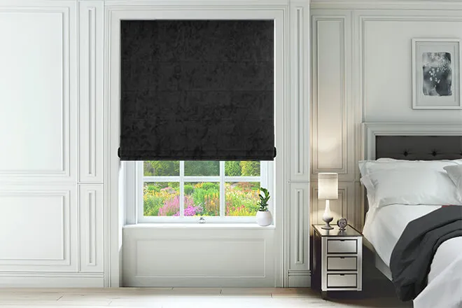 Constance Black - Luxury Crushed Velvet Roman Blind