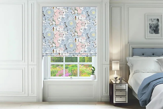 Cath Kidston Power To The Peaceful Pink & Blue - Designer Roman Blind