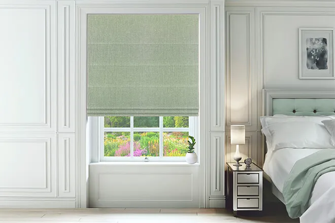 Octavia Green - Designer Basketweave Roman Blind
