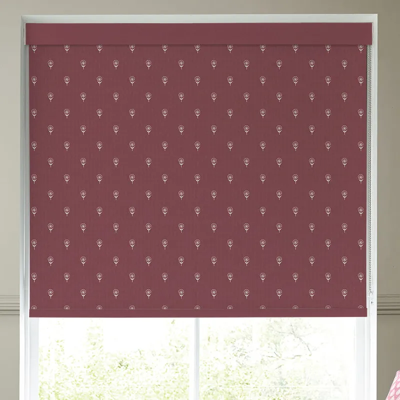 Emily Bond Wild Thyme Blackout Made To Measure Roller Blind Burgundy