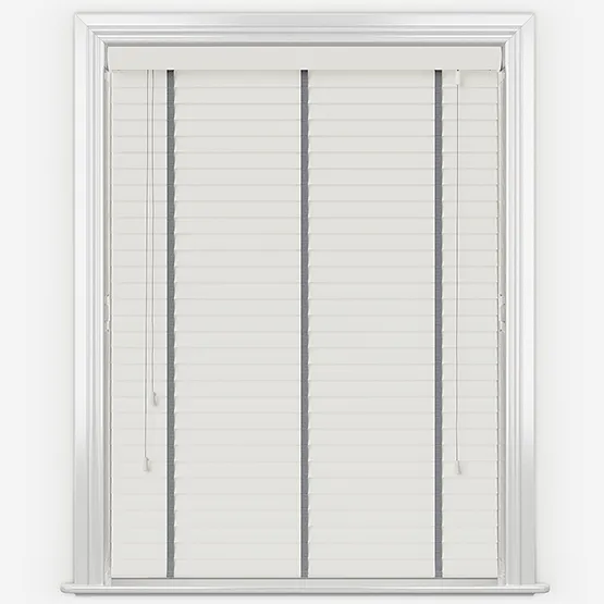 Statement True White With Slate Tapes Wooden Venetian Blinds