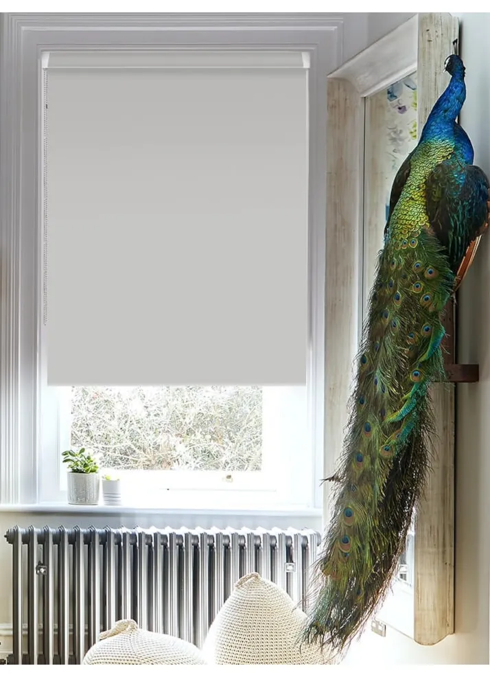Light Grey Blackout Grip Fit® No Drill Roller Blind