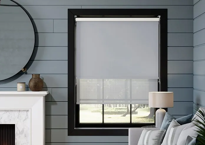 Rimini (Blackout) Grey & Optima Tide - Double Roller Blind