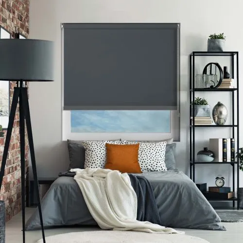Bedtime Anthracite Anthracite Bottom Bar Roller Blind