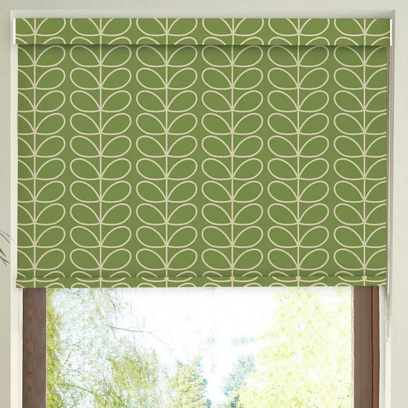 Orla Kiely Linear Stem Made To Measure Blackout Roller Blind Chalky Green