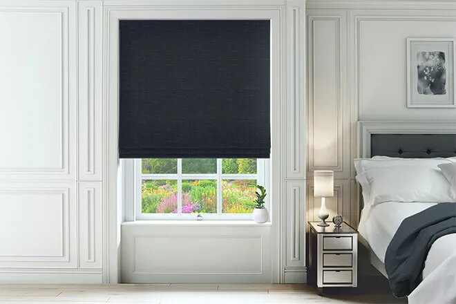 Knowles Navy - Woven Roman Blind