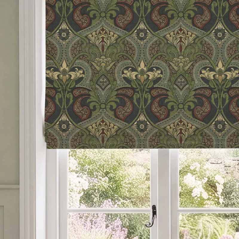 House Llewelyn-bowen Gwendoline Printed Damask Made To Measure Roman Blind Wildnavy