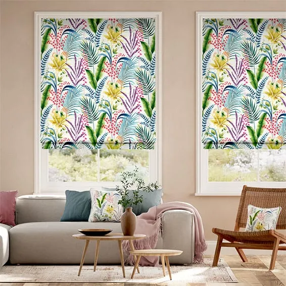 Inky Botanical Tropical Roman Blind