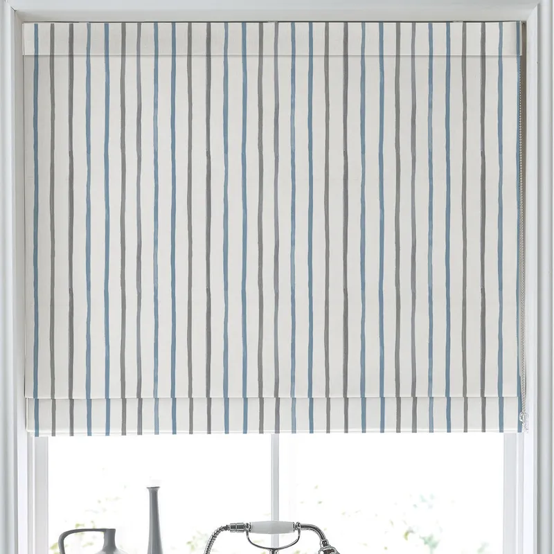 Laura Ashley Painterly Stripe Made To Measure Roman Blind River
